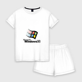 Женская пижама с шортиками хлопок с принтом Windows 98 в Екатеринбурге, 100% хлопок | футболка прямого кроя, шорты свободные с широкой мягкой резинкой | microsoft | windows | windows98 | виндовс | майкрософт