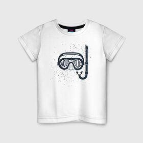 Детская футболка хлопок с принтом Aquaholic в Екатеринбурге, 100% хлопок | круглый вырез горловины, полуприлегающий силуэт, длина до линии бедер | аквалангист | водолаз | дайвер | дайвинг | маска с трубкой | море | океан | плавание | пловец | погружение | под водой | подводное плавание