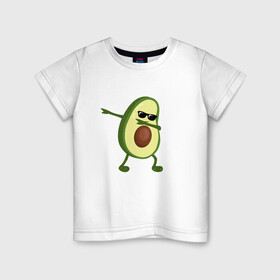 Детская футболка хлопок с принтом Авокадо дэб в Екатеринбурге, 100% хлопок | круглый вырез горловины, полуприлегающий силуэт, длина до линии бедер | dab | авокадо | даб | дэб | мем | очки | фрукт