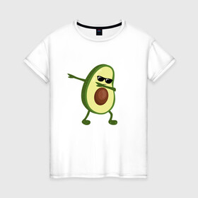 Женская футболка хлопок с принтом Авокадо дэб в Екатеринбурге, 100% хлопок | прямой крой, круглый вырез горловины, длина до линии бедер, слегка спущенное плечо | dab | авокадо | даб | дэб | мем | очки | фрукт