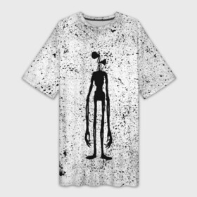 Платье-футболка 3D с принтом Сиреноголовый в Екатеринбурге,  |  | siren head | zombie | великан | гигант | голова | гранж | гуманоид | зверь | зомби | инопланетянин | клещни | криптид | мистика | монстр | нло | пришелец | сирена | скелет | страшный | существа | тень | титан