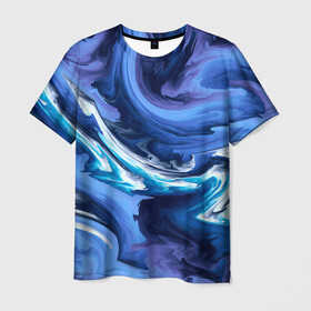 Мужская футболка 3D с принтом Абстрактные волны в Екатеринбурге, 100% полиэфир | прямой крой, круглый вырез горловины, длина до линии бедер | абстракция | акрил | волны | градиент | тай дай