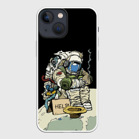 Чехол для iPhone 13 mini с принтом Help в Екатеринбурге,  |  | coin | cosmonaut | cosmos | hat | moon | planet | space | spacesuit | космонавт | космос | луна | монета | планета | шляпа