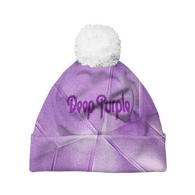 Шапка 3D c помпоном с принтом Deep Purple в Екатеринбурге, 100% полиэстер | универсальный размер, печать по всей поверхности изделия | deep | logo | purple | rock | whoosh | группа | знаменитости | лого | надпись | рок | текст