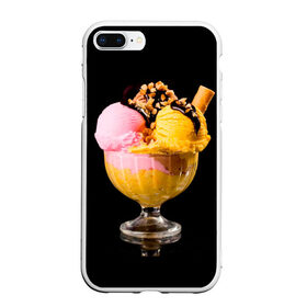 Чехол для iPhone 7Plus/8 Plus матовый с принтом Мороженое в Екатеринбурге, Силикон | Область печати: задняя сторона чехла, без боковых панелей | Тематика изображения на принте: мороженое | сладости | стакан | чёрный | шоколад