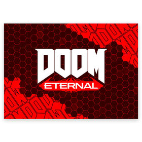 Поздравительная открытка с принтом DOOM ETERNAL / ДУМ ЭТЕРНАЛ в Екатеринбурге, 100% бумага | плотность бумаги 280 г/м2, матовая, на обратной стороне линовка и место для марки
 | bfg | brutal | doom | eternal | ethernal | game | games | logo | дум | игра | игры | лого | логотип | логотипы | символ | символы | этернал