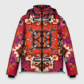 Мужская зимняя куртка 3D с принтом Бордовый ковер в Екатеринбурге, верх — 100% полиэстер; подкладка — 100% полиэстер; утеплитель — 100% полиэстер | длина ниже бедра, свободный силуэт Оверсайз. Есть воротник-стойка, отстегивающийся капюшон и ветрозащитная планка. 

Боковые карманы с листочкой на кнопках и внутренний карман на молнии. | 90 е | 90е | бабушкин | бабушкин ковер | девяностые | ковер | ковер на стене | коврик | кружево | мягкий | орнамент | палас | пол | старый ковер | текстуры | узор | цветочки | цветы