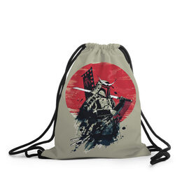 Рюкзак-мешок 3D с принтом Samurai man в Екатеринбурге, 100% полиэстер | плотность ткани — 200 г/м2, размер — 35 х 45 см; лямки — толстые шнурки, застежка на шнуровке, без карманов и подкладки | бамбук | катана | сакура | самурай | япония