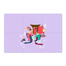 Магнитный плакат 3Х2 с принтом Geishas в Екатеринбурге, Полимерный материал с магнитным слоем | 6 деталей размером 9*9 см | горы | остров | сакура | токио | япония
