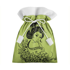Подарочный 3D мешок с принтом Geisha 23 в Екатеринбурге, 100% полиэстер | Размер: 29*39 см | девушка | сакура | цветы | япония