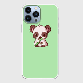 Чехол для iPhone 13 Pro Max с принтом пандочка с бамбуком в Екатеринбурге,  |  | Тематика изображения на принте: бамбук | бирюзовый | милая панда | милое существо | милость | мультяшка | мультяшная панда | панда | панда с бамбуком