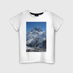 Детская футболка хлопок с принтом Эверест в Екатеринбурге, 100% хлопок | круглый вырез горловины, полуприлегающий силуэт, длина до линии бедер | вершина | возвышеность | гора | холм | эверест