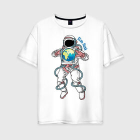 Женская футболка хлопок Oversize с принтом Elon Musk в Екатеринбурге, 100% хлопок | свободный крой, круглый ворот, спущенный рукав, длина до линии бедер
 | astronaut | celebrity | cosmonaut | cosmos | genius | gloves | planet | space | spacesuit | гений | знаменитость | космонавт | космос | перчатки | планета | скафандр