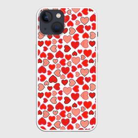 Чехол для iPhone 13 с принтом Сердечки паттерн в Екатеринбурге,  |  | cute | love is | valentines day | you | алые | валентина | влюбленные | девушке | день рождения | дружба | жена | лучшая | любимая | люблю | любовь | мама | марта | милые | нежные | подарок | свадьба | серде | сердца