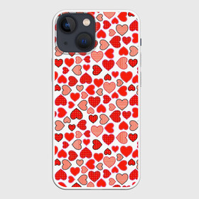 Чехол для iPhone 13 mini с принтом Сердечки паттерн в Екатеринбурге,  |  | cute | love is | valentines day | you | алые | валентина | влюбленные | девушке | день рождения | дружба | жена | лучшая | любимая | люблю | любовь | мама | марта | милые | нежные | подарок | свадьба | серде | сердца