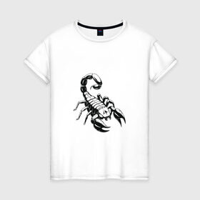 Женская футболка хлопок с принтом sсorpio,скорпион в Екатеринбурге, 100% хлопок | прямой крой, круглый вырез горловины, длина до линии бедер, слегка спущенное плечо | sсorpio | артхаус | скорпион | черное на белом