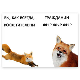 Поздравительная открытка с принтом гражданин фыр фыр в Екатеринбурге, 100% бумага | плотность бумаги 280 г/м2, матовая, на обратной стороне линовка и место для марки
 | Тематика изображения на принте: 