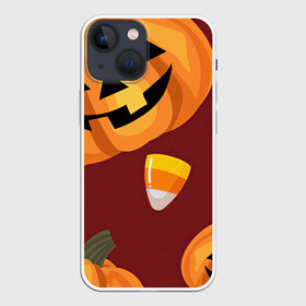 Чехол для iPhone 13 mini с принтом Сладкие хэллоуин в Екатеринбурге,  |  | арт | бардовый | красный | оранжевый | рисунок | сладости | сладость | тыква | тыквы