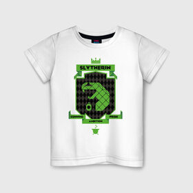 Детская футболка хлопок с принтом Slytherin в Екатеринбурге, 100% хлопок | круглый вырез горловины, полуприлегающий силуэт, длина до линии бедер | harry potter | slytherin | vdzabma | гарри поттер | слизерин