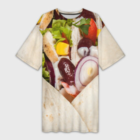 Платье-футболка 3D с принтом Буррито в Екатеринбурге,  |  | food | бурито | буррито | еда | мексиканская еда | острая еда | популярная еда