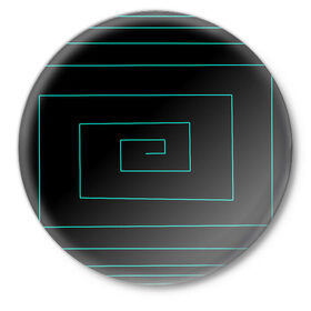 Значок с принтом геометрия нарушена в Екатеринбурге,  металл | круглая форма, металлическая застежка в виде булавки | cyber | neon | punk | tron | геометрия