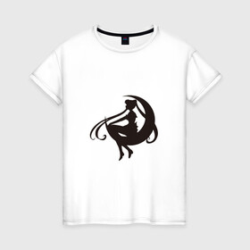 Женская футболка хлопок с принтом Тень воина луны в Екатеринбурге, 100% хлопок | прямой крой, круглый вырез горловины, длина до линии бедер, слегка спущенное плечо | арт | вектор | луна | ночь | рисунок | сейлор мун | тёмный | тень | чёрный