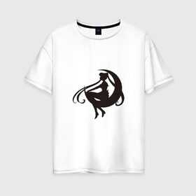 Женская футболка хлопок Oversize с принтом Тень воина луны в Екатеринбурге, 100% хлопок | свободный крой, круглый ворот, спущенный рукав, длина до линии бедер
 | арт | вектор | луна | ночь | рисунок | сейлор мун | тёмный | тень | чёрный