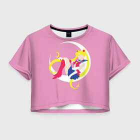 Женская футболка Crop-top 3D с принтом Сейлор мун в Екатеринбурге, 100% полиэстер | круглая горловина, длина футболки до линии талии, рукава с отворотами | арт | вектор | девушка | нео королева серенити | рисунок | сейлор мун | усаги цукино