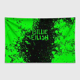 Флаг-баннер с принтом BILLIE EILISH в Екатеринбурге, 100% полиэстер | размер 67 х 109 см, плотность ткани — 95 г/м2; по краям флага есть четыре люверса для крепления | ayelish | bad guy | bellyache | bilie eilish | bilie elish | billie | billie eilish | eilish | electronic | elish | music | били айлиш | билли айлиш | эйлиш | элиш