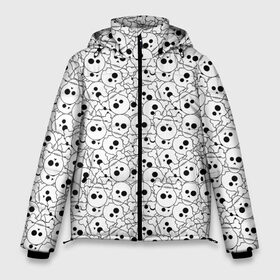 Мужская зимняя куртка 3D с принтом Черепа черно-белые в Екатеринбурге, верх — 100% полиэстер; подкладка — 100% полиэстер; утеплитель — 100% полиэстер | длина ниже бедра, свободный силуэт Оверсайз. Есть воротник-стойка, отстегивающийся капюшон и ветрозащитная планка. 

Боковые карманы с листочкой на кнопках и внутренний карман на молнии. | Тематика изображения на принте: boys | death | halloween | pattern | phantom | skull | глаза | готика | готический | зомби | кладбище | кости | мальчикам | монстры | мумия | паттерн | пацанские | привидение | призрак | скелет | страшные | татуировка