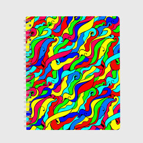 Тетрадь с принтом Красочные узоры/абстракционизм в Екатеринбурге, 100% бумага | 48 листов, плотность листов — 60 г/м2, плотность картонной обложки — 250 г/м2. Листы скреплены сбоку удобной пружинной спиралью. Уголки страниц и обложки скругленные. Цвет линий — светло-серый
 | abstract | art | neon | pattern | аниме | анимешные | арт | брызги | ван гог | волны | восточный | змеи | искусство | картина | кислотный | краска | краски | море | мысли | неоновые | радуга | радужные | разноцветные