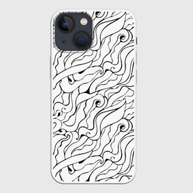 Чехол для iPhone 13 mini с принтом Черно белые узоры в Екатеринбурге,  |  | abstract | art | pattern | абстракционизм | абстракция | аниме | арт | брызги | волны | восточный | граффити | змеи | инь янь | искусство | кружево | линии | море | паттерн | текстура | тучи | узор | хавитки | черви