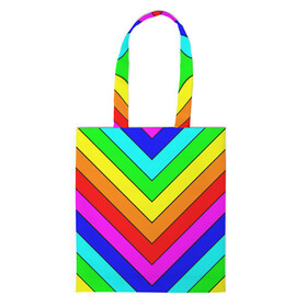 Шоппер 3D с принтом Rainbow Stripes в Екатеринбурге, 100% полиэстер | Плотность: 200 г/м2; Размер: 34×35 см; Высота лямок: 30 см | geometry | gradient | neon | геометрические | градиент | детям | кислота | кислотный | конус | красочный | линии | неоновые | пирамида | полоска | полосы | радуга | радужный | разноцветные | сочный | треугольники