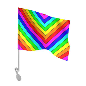 Флаг для автомобиля с принтом Rainbow Stripes в Екатеринбурге, 100% полиэстер | Размер: 30*21 см | geometry | gradient | neon | геометрические | градиент | детям | кислота | кислотный | конус | красочный | линии | неоновые | пирамида | полоска | полосы | радуга | радужный | разноцветные | сочный | треугольники