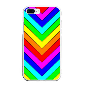 Чехол для iPhone 7Plus/8 Plus матовый с принтом Rainbow Stripes в Екатеринбурге, Силикон | Область печати: задняя сторона чехла, без боковых панелей | geometry | gradient | neon | геометрические | градиент | детям | кислота | кислотный | конус | красочный | линии | неоновые | пирамида | полоска | полосы | радуга | радужный | разноцветные | сочный | треугольники