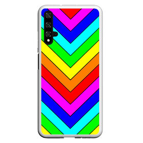 Чехол для Honor 20 с принтом Rainbow Stripes в Екатеринбурге, Силикон | Область печати: задняя сторона чехла, без боковых панелей | Тематика изображения на принте: geometry | gradient | neon | геометрические | градиент | детям | кислота | кислотный | конус | красочный | линии | неоновые | пирамида | полоска | полосы | радуга | радужный | разноцветные | сочный | треугольники