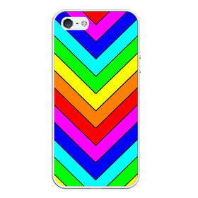 Чехол для iPhone 5/5S матовый с принтом Rainbow Stripes в Екатеринбурге, Силикон | Область печати: задняя сторона чехла, без боковых панелей | geometry | gradient | neon | геометрические | градиент | детям | кислота | кислотный | конус | красочный | линии | неоновые | пирамида | полоска | полосы | радуга | радужный | разноцветные | сочный | треугольники