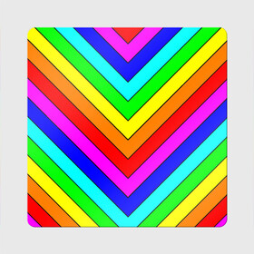 Магнит виниловый Квадрат с принтом Rainbow Stripes в Екатеринбурге, полимерный материал с магнитным слоем | размер 9*9 см, закругленные углы | geometry | gradient | neon | геометрические | градиент | детям | кислота | кислотный | конус | красочный | линии | неоновые | пирамида | полоска | полосы | радуга | радужный | разноцветные | сочный | треугольники
