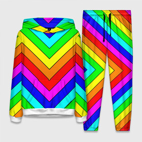 Женский костюм 3D (с толстовкой) с принтом Rainbow Stripes в Екатеринбурге,  |  | geometry | gradient | neon | геометрические | градиент | детям | кислота | кислотный | конус | красочный | линии | неоновые | пирамида | полоска | полосы | радуга | радужный | разноцветные | сочный | треугольники