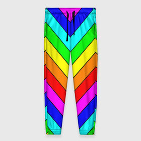 Женские брюки 3D с принтом Rainbow Stripes в Екатеринбурге, полиэстер 100% | прямой крой, два кармана без застежек по бокам, с мягкой трикотажной резинкой на поясе и по низу штанин. В поясе для дополнительного комфорта — широкие завязки | geometry | gradient | neon | геометрические | градиент | детям | кислота | кислотный | конус | красочный | линии | неоновые | пирамида | полоска | полосы | радуга | радужный | разноцветные | сочный | треугольники