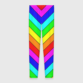 Леггинсы 3D с принтом Rainbow Stripes в Екатеринбурге, 80% полиэстер, 20% эластан | Эластичный пояс, зауженные к низу, низкая посадка | geometry | gradient | neon | геометрические | градиент | детям | кислота | кислотный | конус | красочный | линии | неоновые | пирамида | полоска | полосы | радуга | радужный | разноцветные | сочный | треугольники