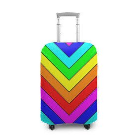 Чехол для чемодана 3D с принтом Rainbow Stripes в Екатеринбурге, 86% полиэфир, 14% спандекс | двустороннее нанесение принта, прорези для ручек и колес | geometry | gradient | neon | геометрические | градиент | детям | кислота | кислотный | конус | красочный | линии | неоновые | пирамида | полоска | полосы | радуга | радужный | разноцветные | сочный | треугольники