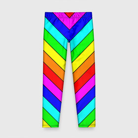 Детские леггинсы 3D с принтом Rainbow Stripes в Екатеринбурге, полиэстер 85%, спандекс 15% | эластичный пояс, зауженный крой | geometry | gradient | neon | геометрические | градиент | детям | кислота | кислотный | конус | красочный | линии | неоновые | пирамида | полоска | полосы | радуга | радужный | разноцветные | сочный | треугольники