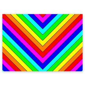 Поздравительная открытка с принтом Rainbow Stripes в Екатеринбурге, 100% бумага | плотность бумаги 280 г/м2, матовая, на обратной стороне линовка и место для марки
 | geometry | gradient | neon | геометрические | градиент | детям | кислота | кислотный | конус | красочный | линии | неоновые | пирамида | полоска | полосы | радуга | радужный | разноцветные | сочный | треугольники