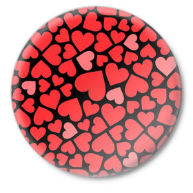 Значок с принтом Сердца в Екатеринбурге,  металл | круглая форма, металлическая застежка в виде булавки | i love you | love | любовь | сердечки | сердца | чувства | я тебя люблю