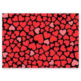 Поздравительная открытка с принтом Сердца в Екатеринбурге, 100% бумага | плотность бумаги 280 г/м2, матовая, на обратной стороне линовка и место для марки
 | i love you | love | любовь | сердечки | сердца | чувства | я тебя люблю
