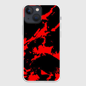 Чехол для iPhone 13 mini с принтом Красный на черном в Екатеринбурге,  |  | abstract | black | demon | halloween | pattern | red | абстрактные | алые | брызги | демон | камуфляж | краска | краски | кровавый | кровь | лава | мазки | маскировка | милитари | огонь | паттерн | пламя | пятна | пятнистый