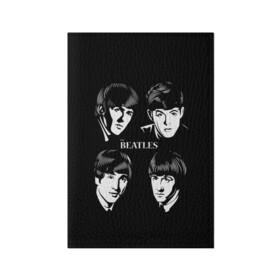 Обложка для паспорта матовая кожа с принтом THE BEATLES в Екатеринбурге, натуральная матовая кожа | размер 19,3 х 13,7 см; прозрачные пластиковые крепления | Тематика изображения на принте: англия | гитара | коллектив | легенды | музыка