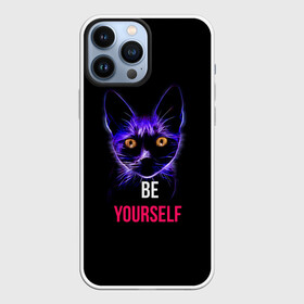 Чехол для iPhone 13 Pro Max с принтом Кот в Екатеринбурге,  |  | Тематика изображения на принте: be yourself | cat | будь собой | кот | котик | кошечка | питомец | чёрный кот