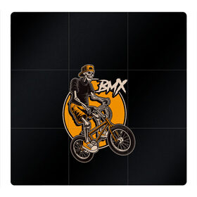 Магнитный плакат 3Х3 с принтом BMX в Екатеринбурге, Полимерный материал с магнитным слоем | 9 деталей размером 9*9 см | bicycle | bmx | skull | sport | x games | велик | велосипед | велоспорт | скелет | череп | экстремальный спорт
